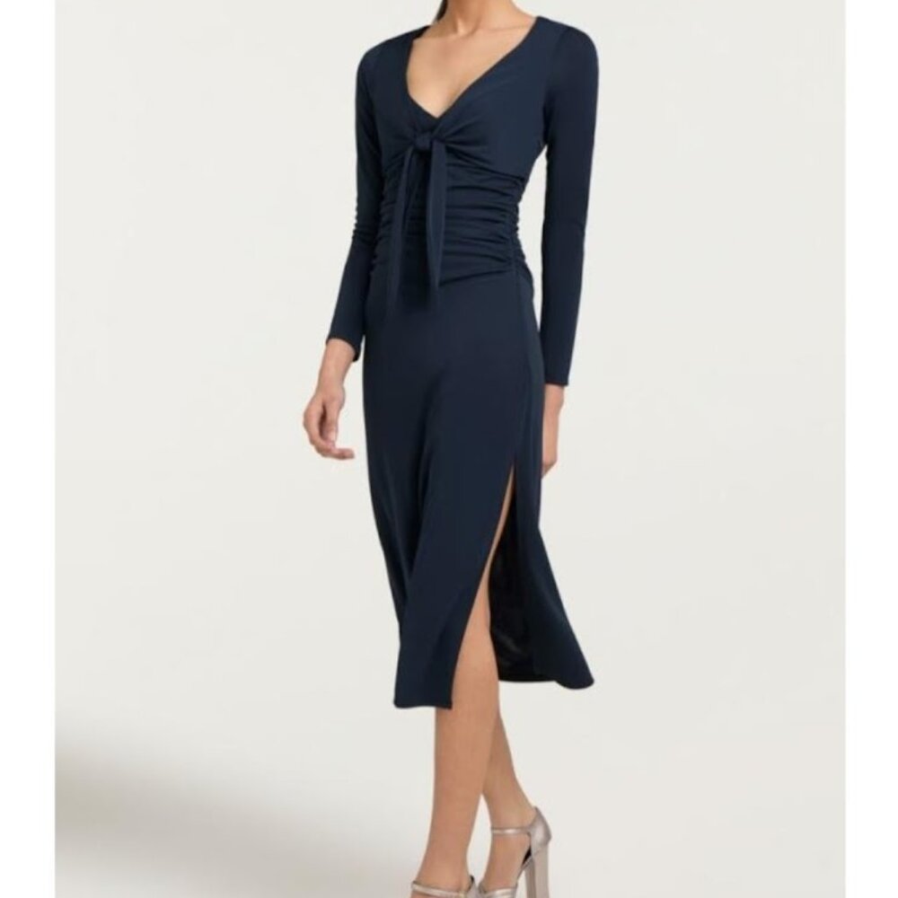 NWOT Cinq à Sept Brenna Knot-Tie Gathered crepe Midi Dress Size 0